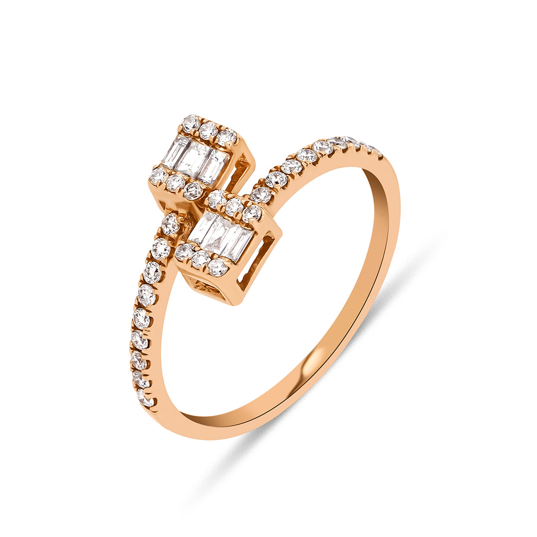 Crossed Baguette Ring