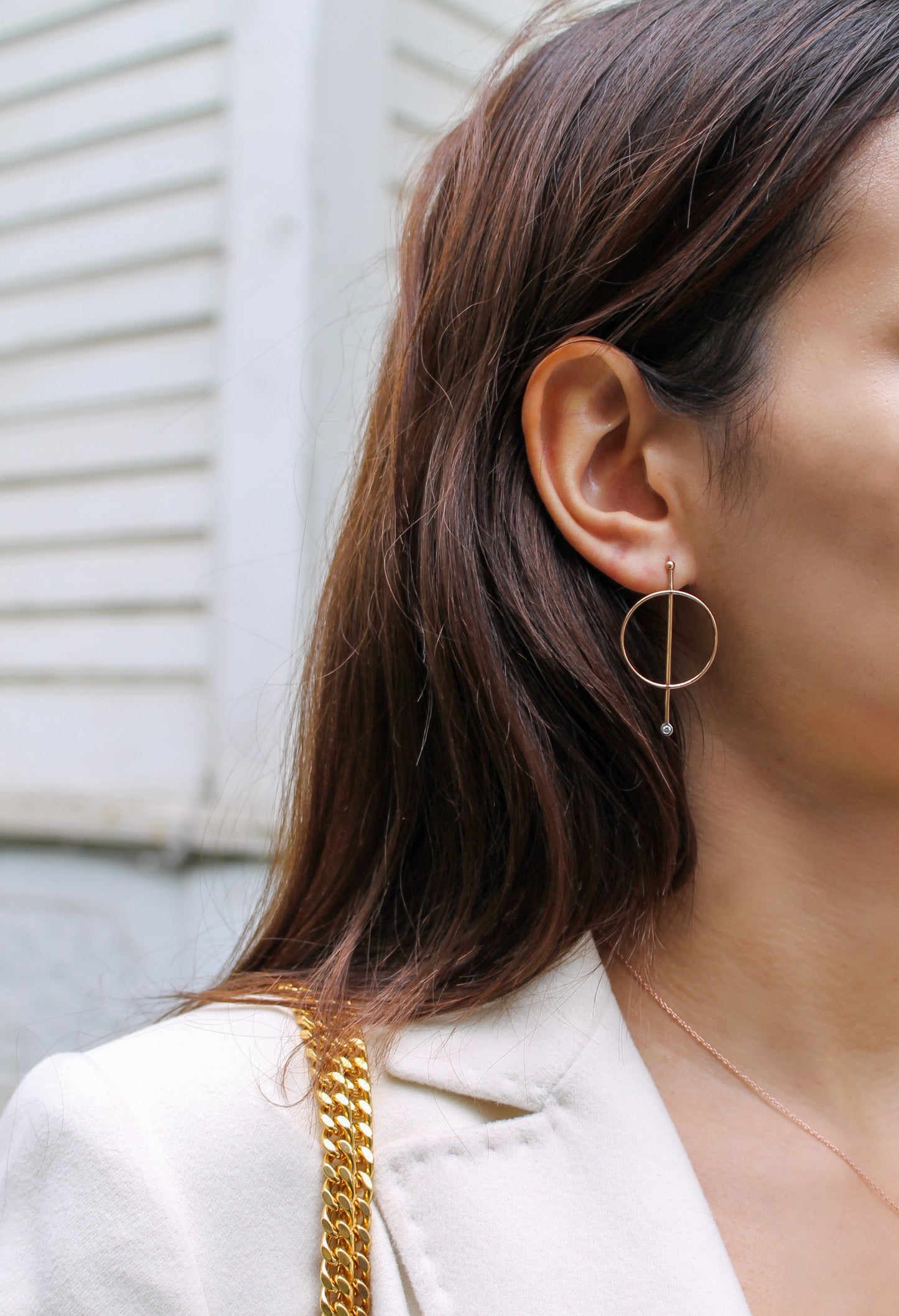 Line Hoop Diamond Earrings