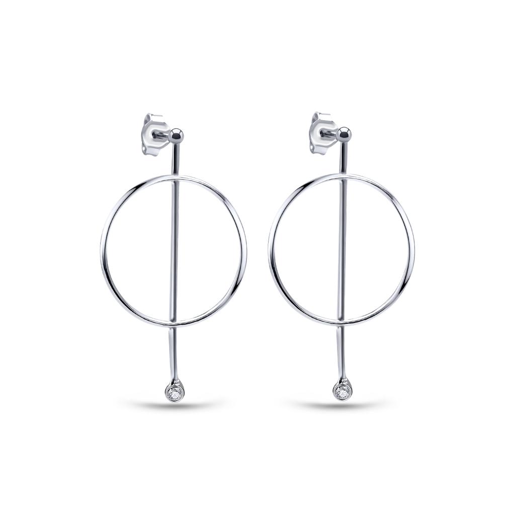 Line Hoop Diamond Earrings