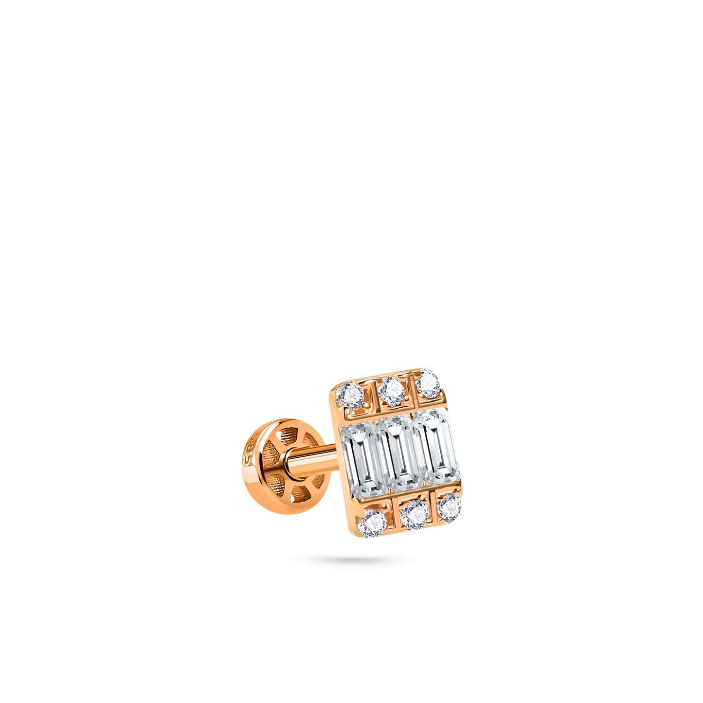 Baguette Cut Diamond Gold Piercing