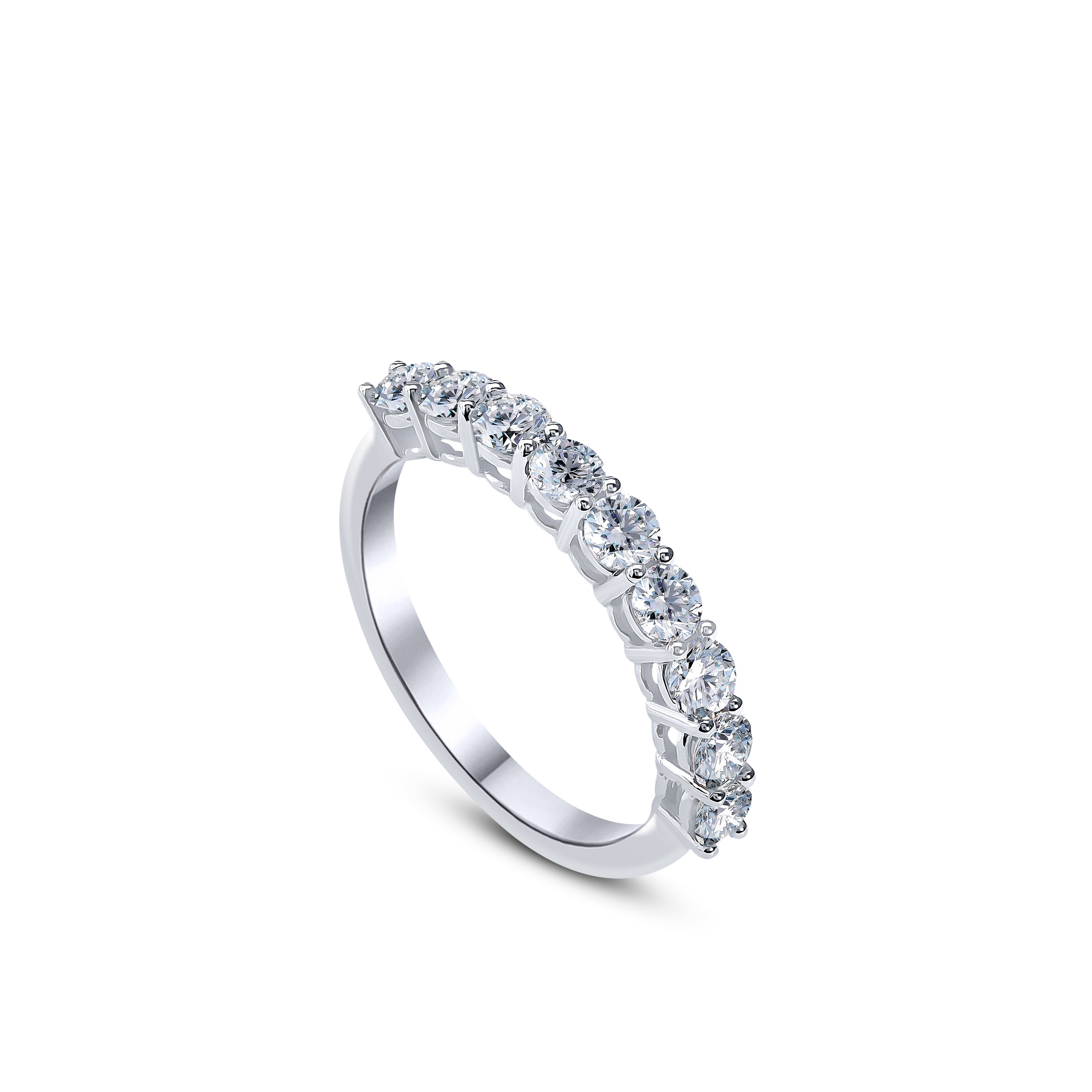 0.90 ct E-VS baguette pırlanta taşlı 14K altın yarımtur yüzük