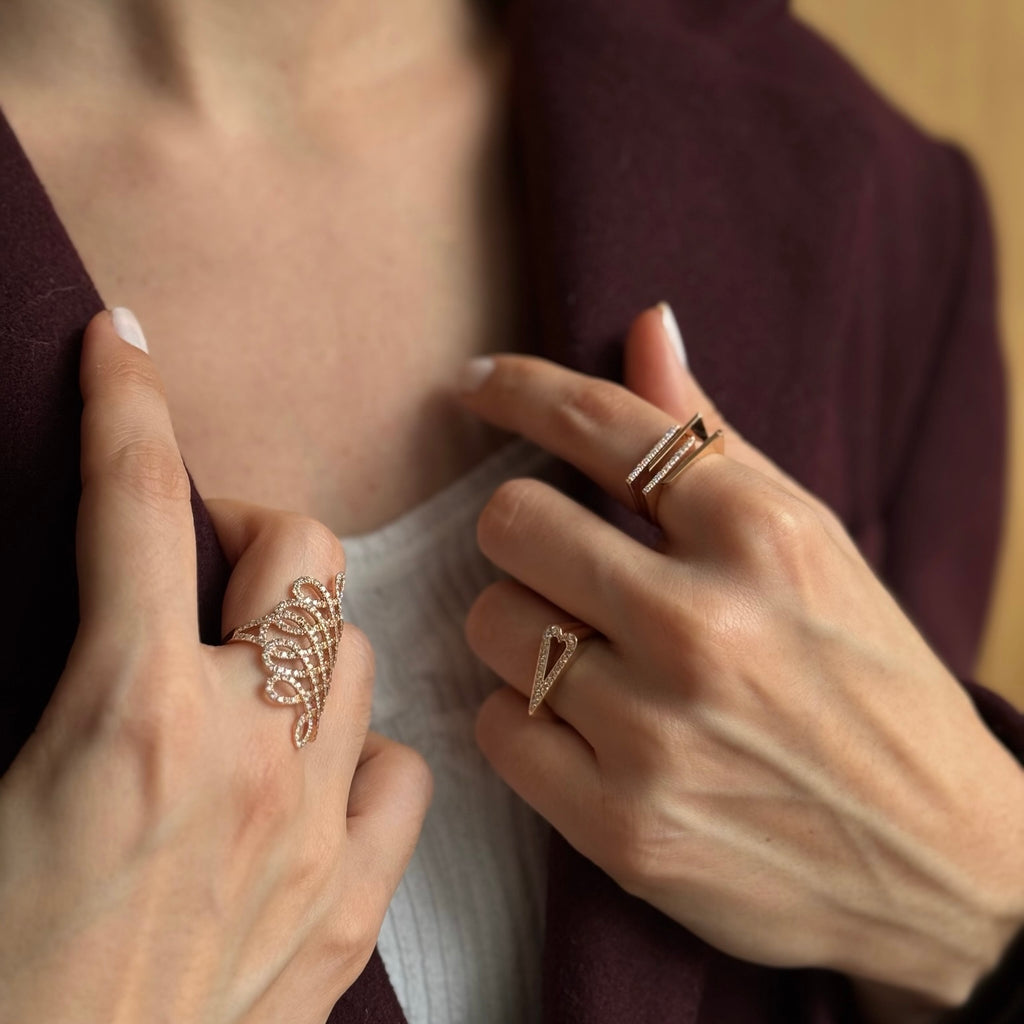 Ziggy yüzük detay görünüm - 14K altın pırlanta yüzük - Ala Fine Jewelry