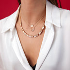 Blast kolye boyunda detay görünümü, 14K altın ve pırlanta işçiliği