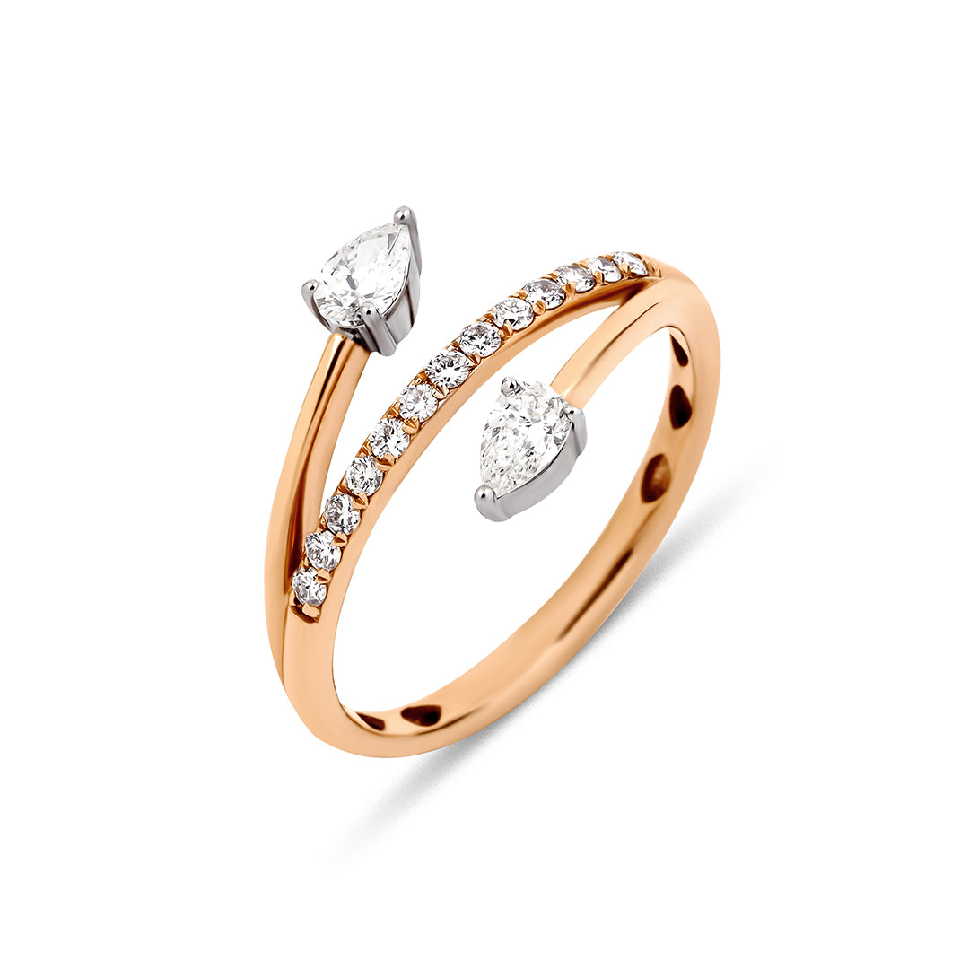 Pear Twister damla pırlanta yüzük 14K altın - ürün detay görünümü