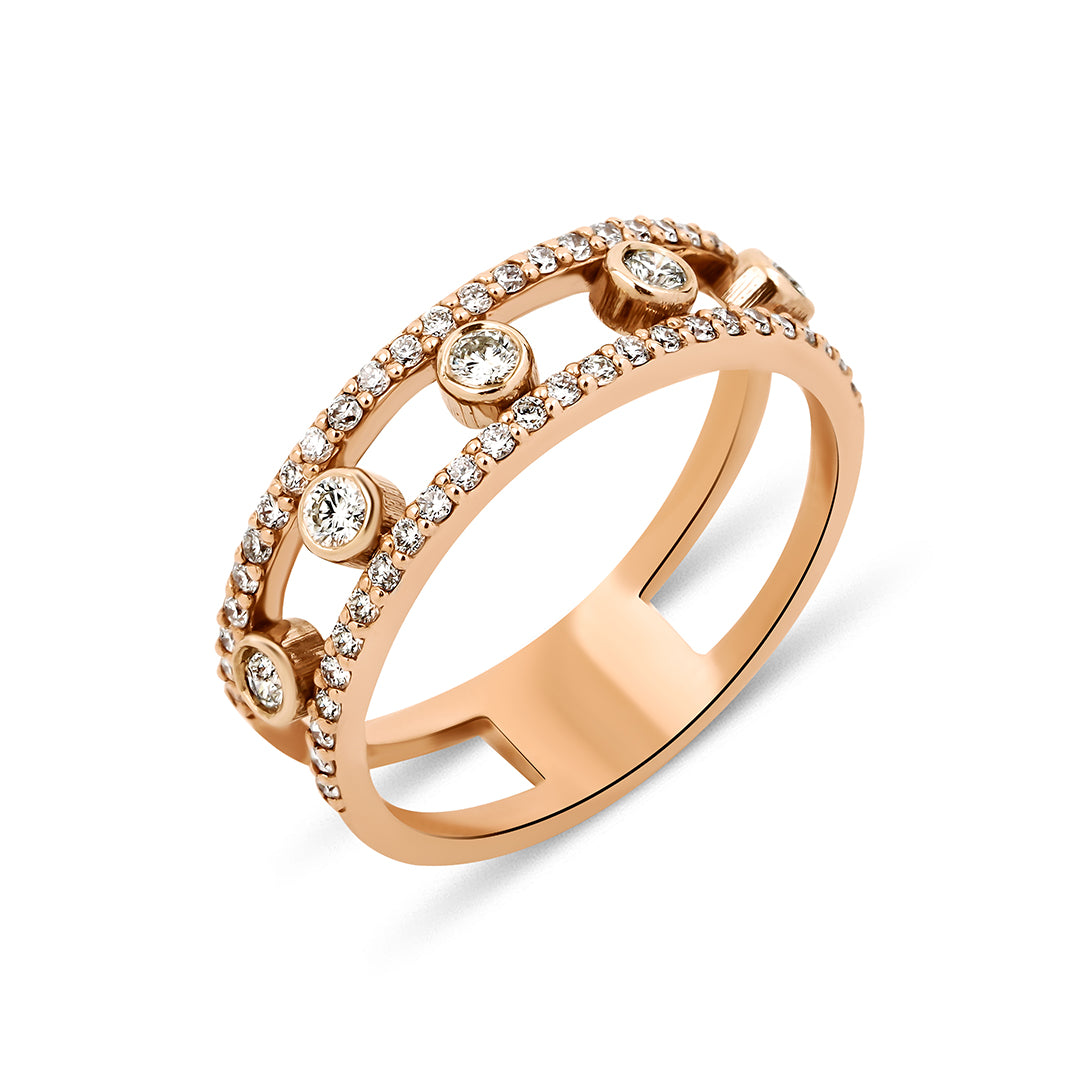 Episodic pırlanta yüzük 14K altın baget taşlı - ürün detay görünümü