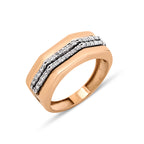 Double Cornered pırlanta yüzük 14K altın baget taşlı - ürün detay görünümü