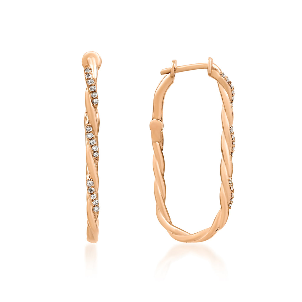 Braid pırlanta küpe 14K altın - ürün detay görünümü