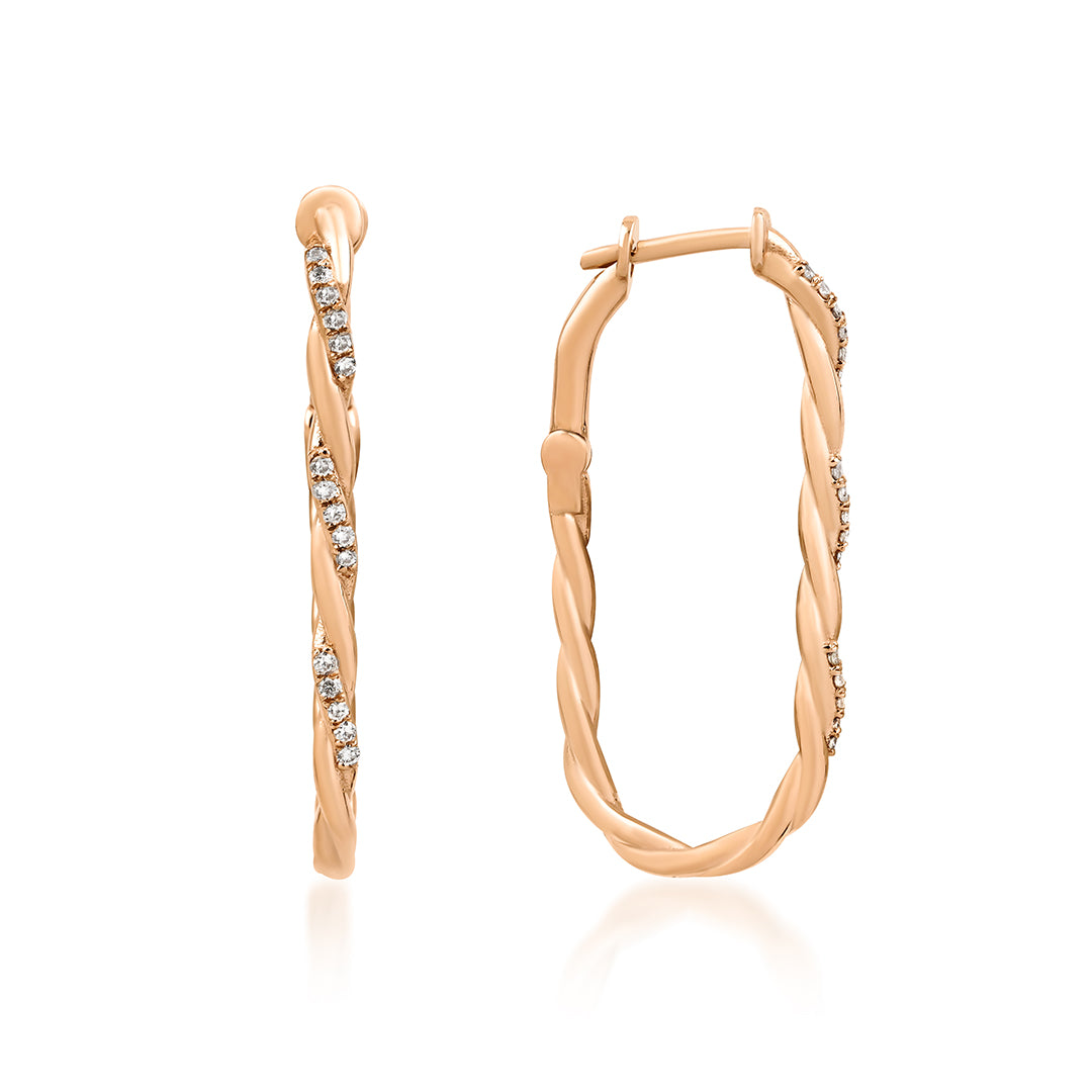 Braid pırlanta küpe 14K altın - ürün detay görünümü