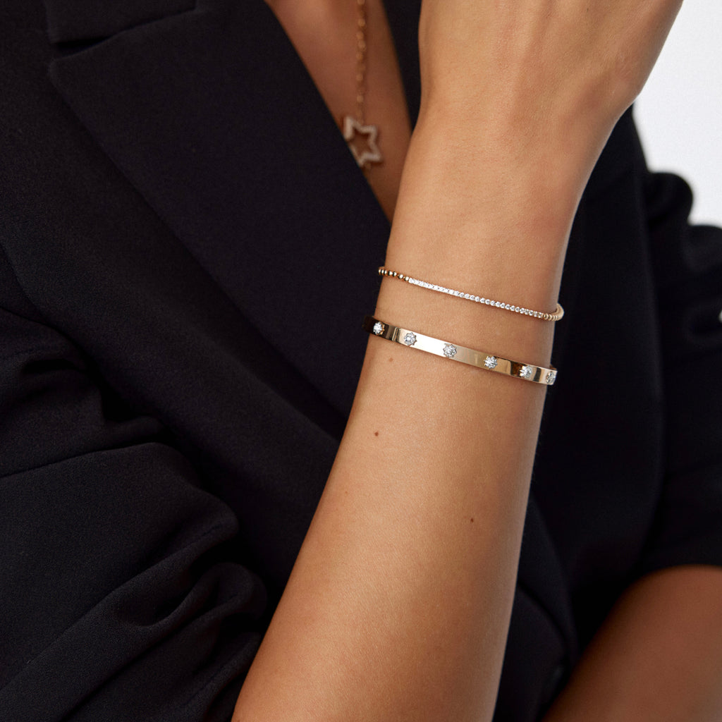 Stardust pırlanta bileklik 14K altın - bilek üzerinde görünüm