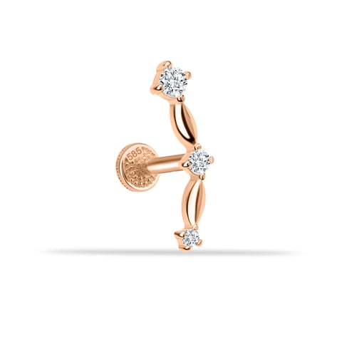 14K altın Node piercing - 6 taşlı pırlanta detaylı helix tragus piercing