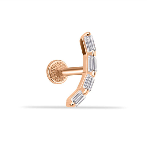 Four Baguette Gold Piercing detay görünümü - 14K altın baget piercing