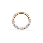 Baguette Gold Clicker Piercing detay görünümü - 14K altın pırlanta baguette clicker piercing