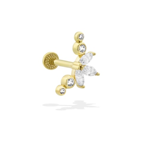 14K altın Princess Marquise piercing - marquise kesim pırlanta detaylı helix tragus piercing