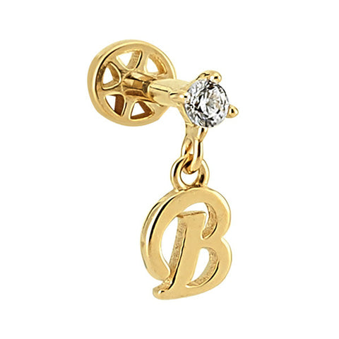 Diamond Letter piercing B harfi - 14K altın pırlanta piercing - Ala Fine Jewelry