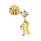 Diamond Letter piercing H harfi - 14K altın pırlanta piercing - Ala Fine Jewelry