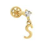 Diamond Letter piercing S harfi - 14K altın pırlanta piercing - Ala Fine Jewelry