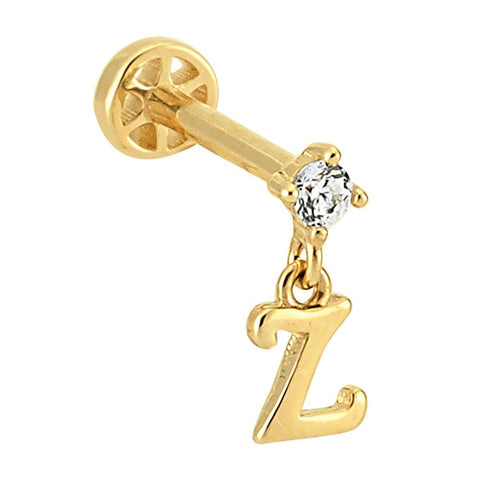 Diamond Letter piercing Z harfi - 14K altın pırlanta piercing - Ala Fine Jewelry