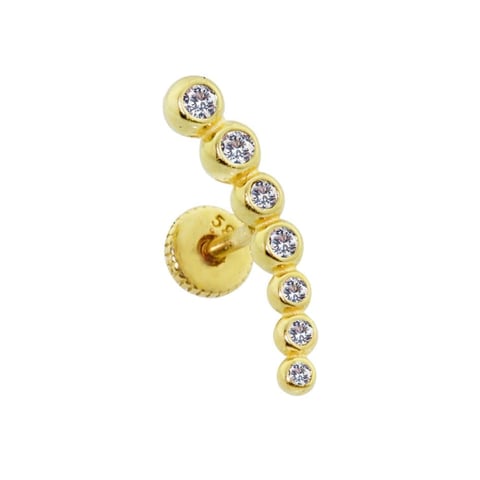 Seven Gem Gold Piercing detay görünümü - 14K altın pırlanta piercing