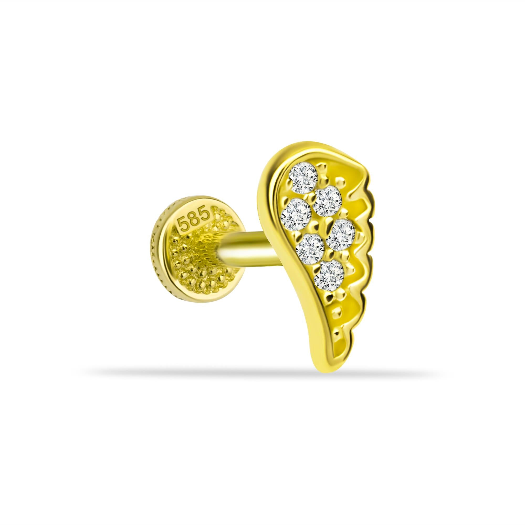 Angel Gold Piercing detay görünümü - 14K altın melek kanat piercing