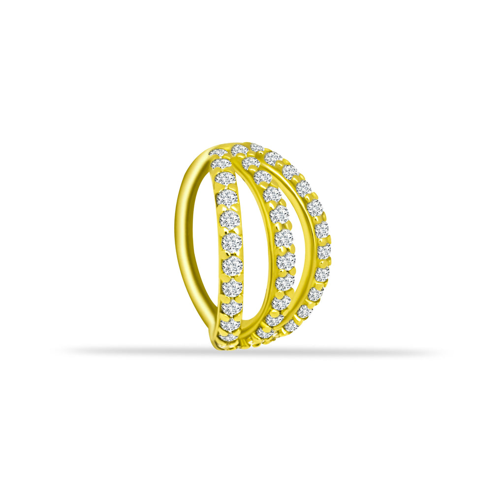 Triple Bottom Diamond Piercing detay görünümü - 14K altın pırlanta piercing