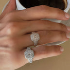 Majora pırlanta yüzük parmakta görünümü, 14K altın üzerinde parlak pırlanta dizilimi