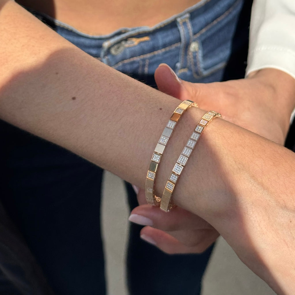 Box Diamond bileklik bilekte görünüm - 14K altın pırlanta tennis bileklik - Ala Fine Jewelry