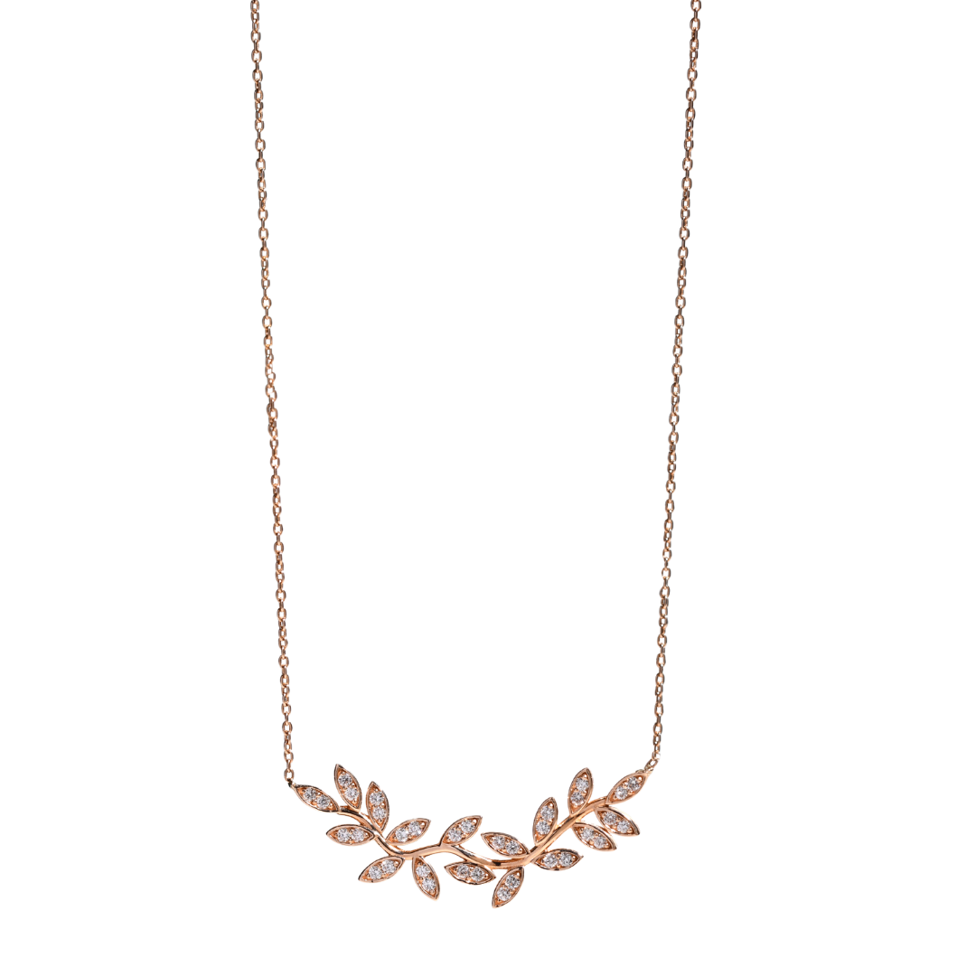 Lamina Kolye - 0.37 ct pırlanta ve 14K altın çiçek tasarım kolye