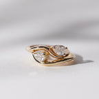 Curve Drop pırlanta yüzük 14K altın 0.43ct F-SI2 HRD sertifikalı detay görünüm