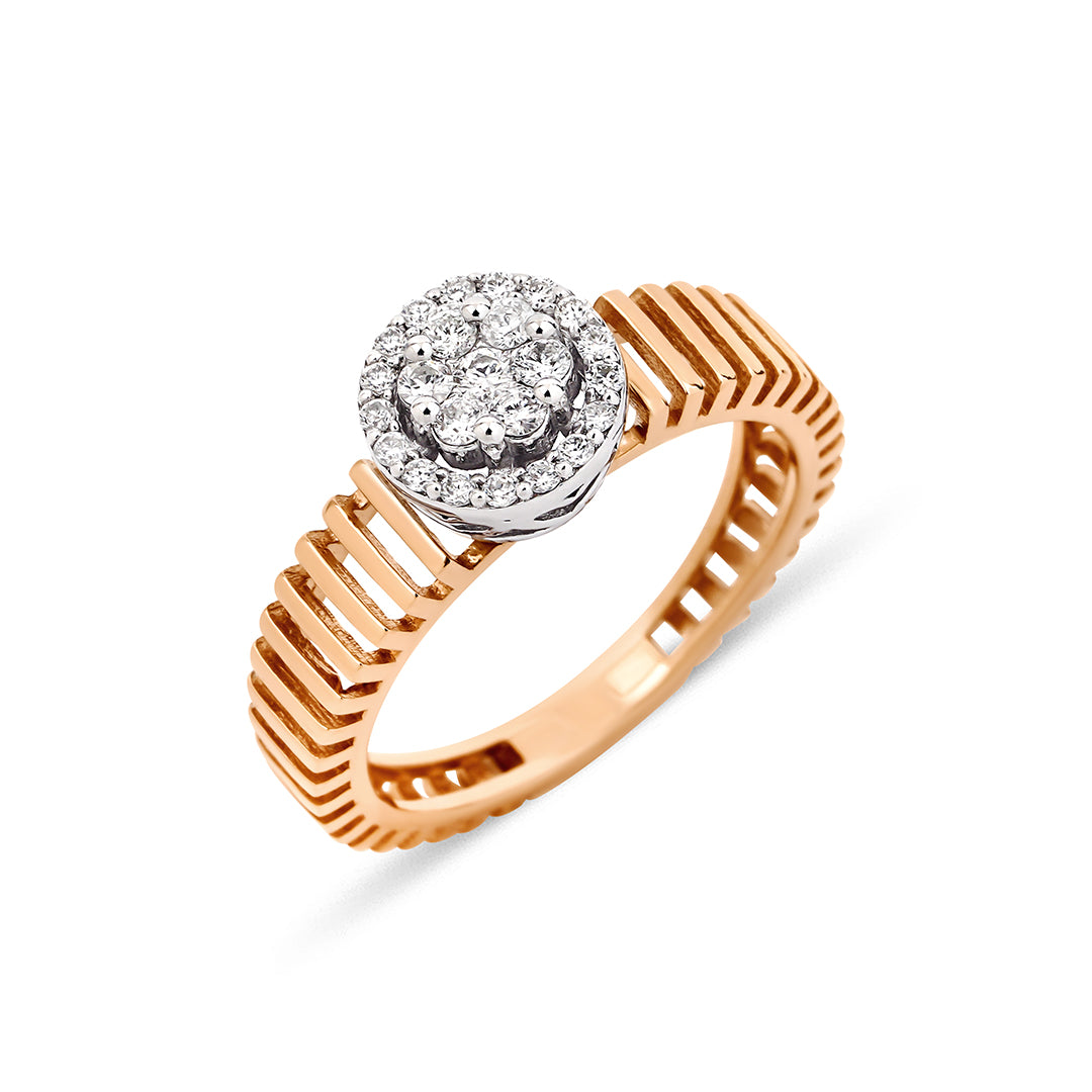 Fenced 14K altın yüzük 0.30 ct E-VS baget pırlanta - Ala Fine Jewelry