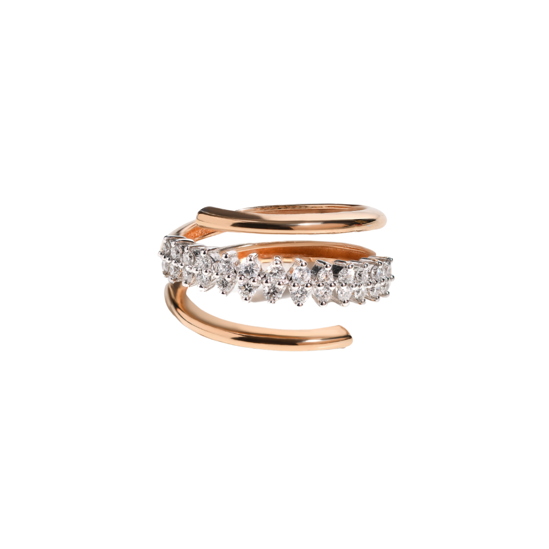 Twister Yüzük detay görünümü - 14K altın pırlanta yüzük