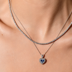 Valentine's Kolye boyunda görünümü - 14K altın pırlanta kolye