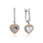 Valentine's Küpe detay görünümü - 14K altın pırlanta sallantılı küpe