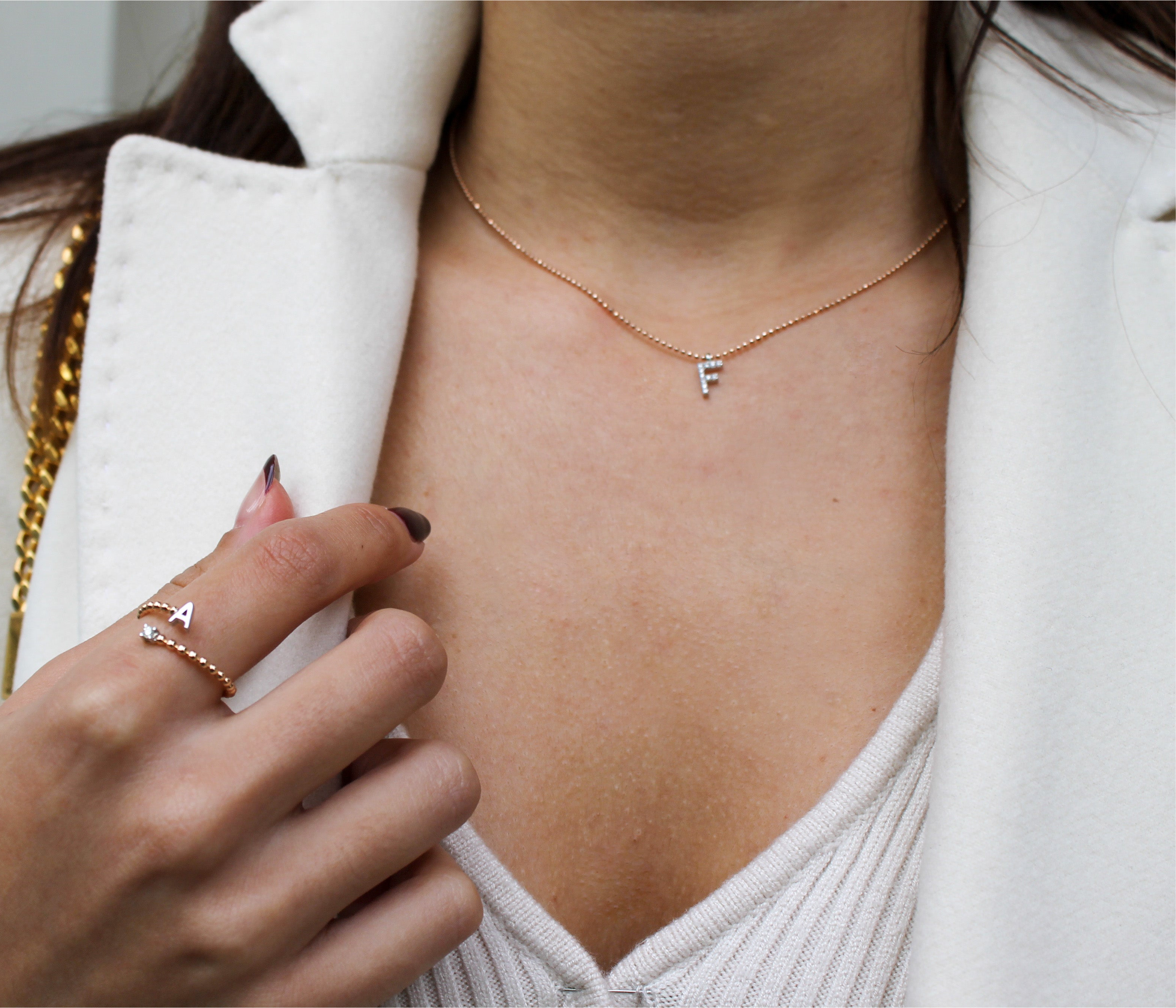 Gold Letter Diamond Necklace