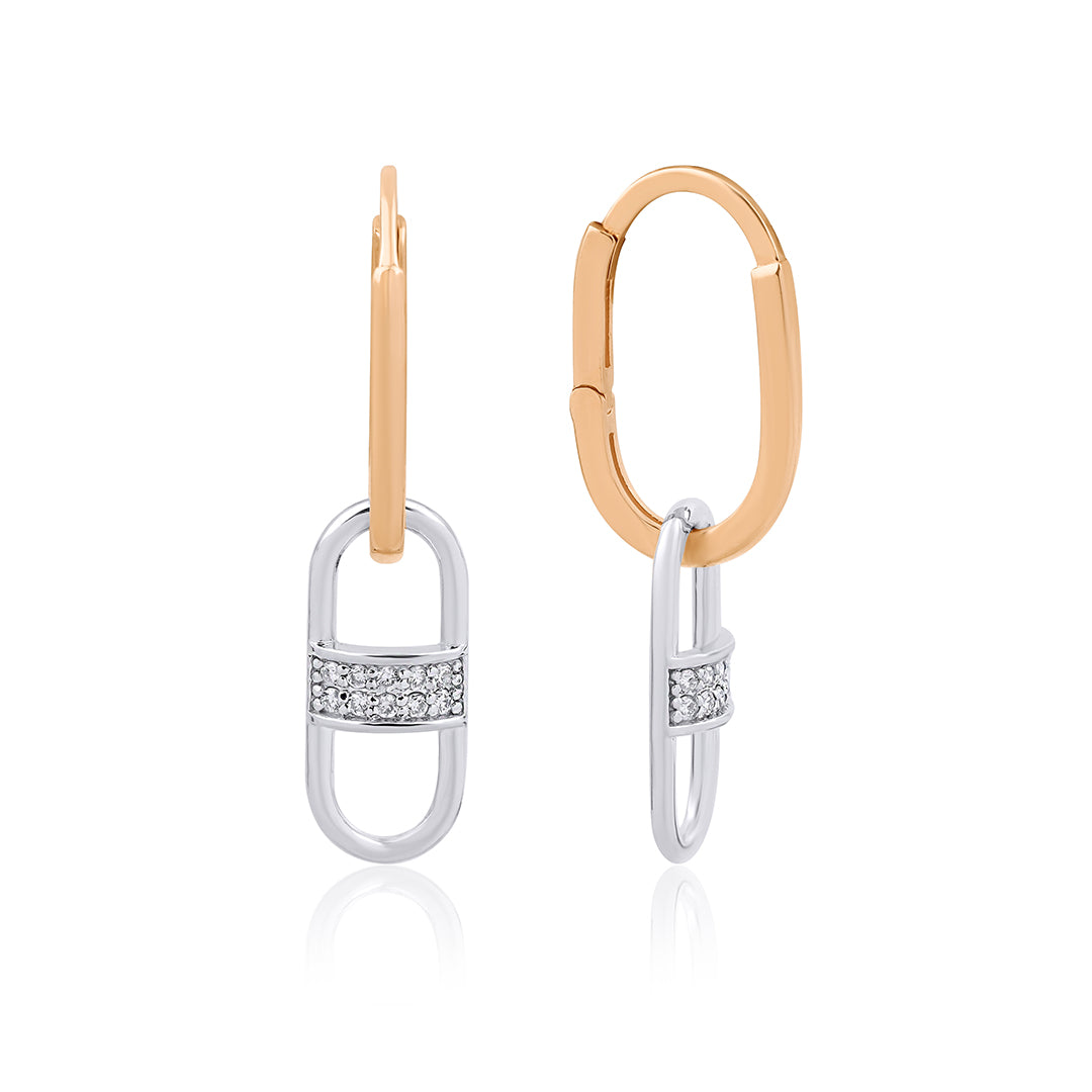 Clip 14K altın sallantılı küpe 0.09 ct E-VS pırlanta - Ala Fine Jewelry