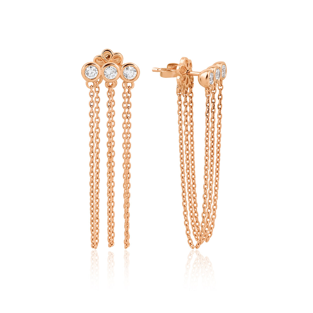 Trap Diamond 14K altın sallantılı küpe 0.30 ct E-VS pırlanta - Ala Fine Jewelry