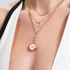 Spinner kolye boyunda görünüm yıldız detaylı - 14K altın pırlanta kolye - Ala Fine Jewelry