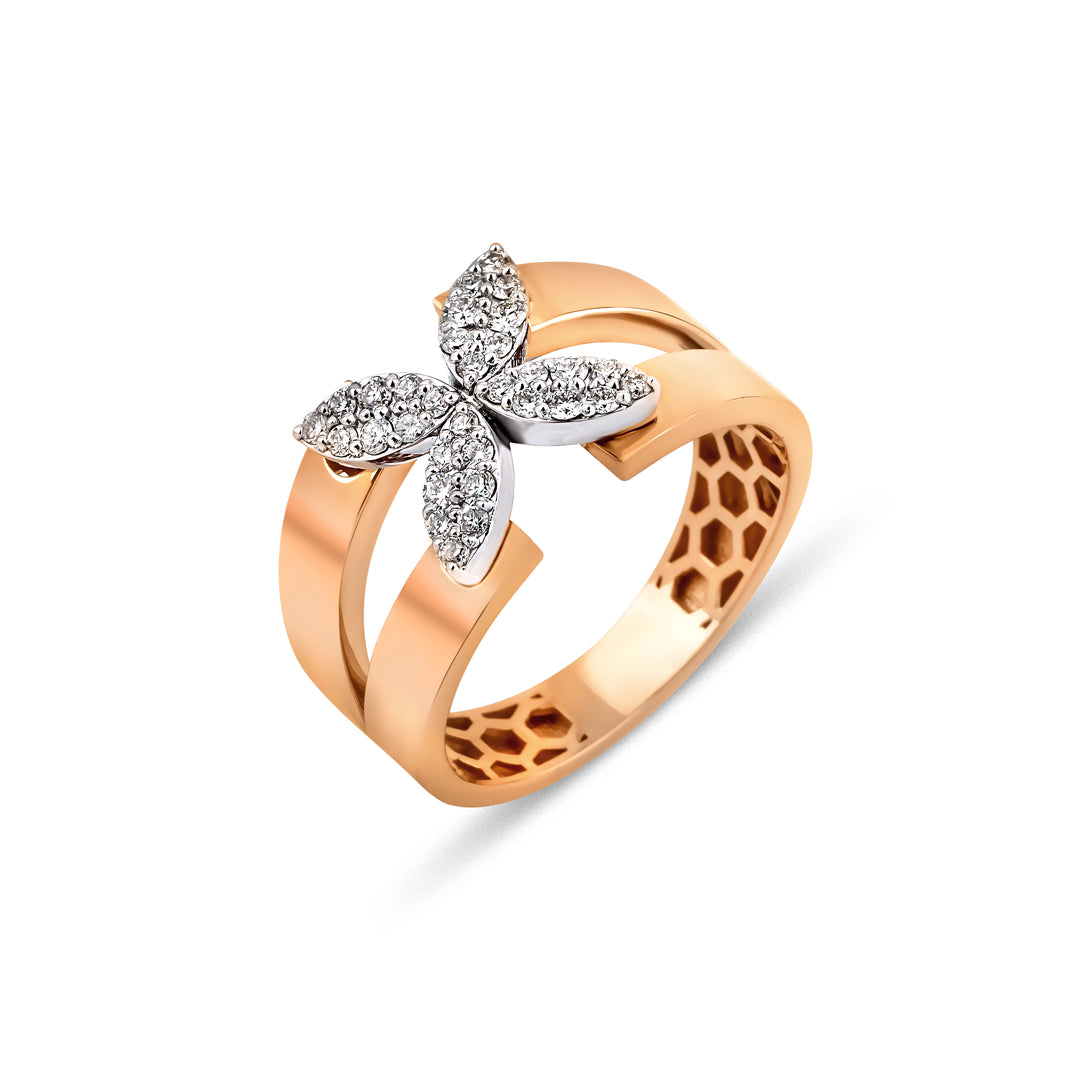 Bloom 14K altın yüzük 0.22 ct E-VS baget pırlanta - Ala Fine Jewelry