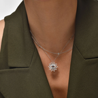 Bleu Eye Kolye - 0.46 ct pırlanta ve 14K altın göz tasarımlı kolye, boyunda görünüm