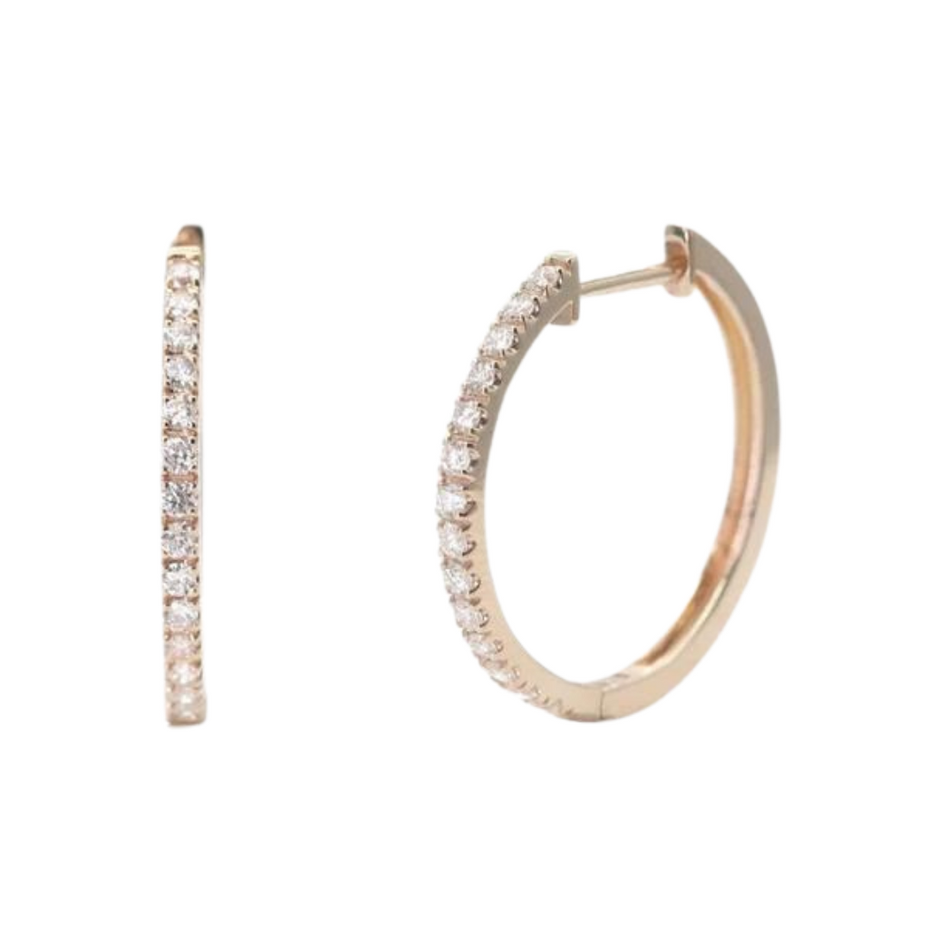 Pırlantalı Halka Küpe detay görünümü - 14K altın pırlanta halka küpe