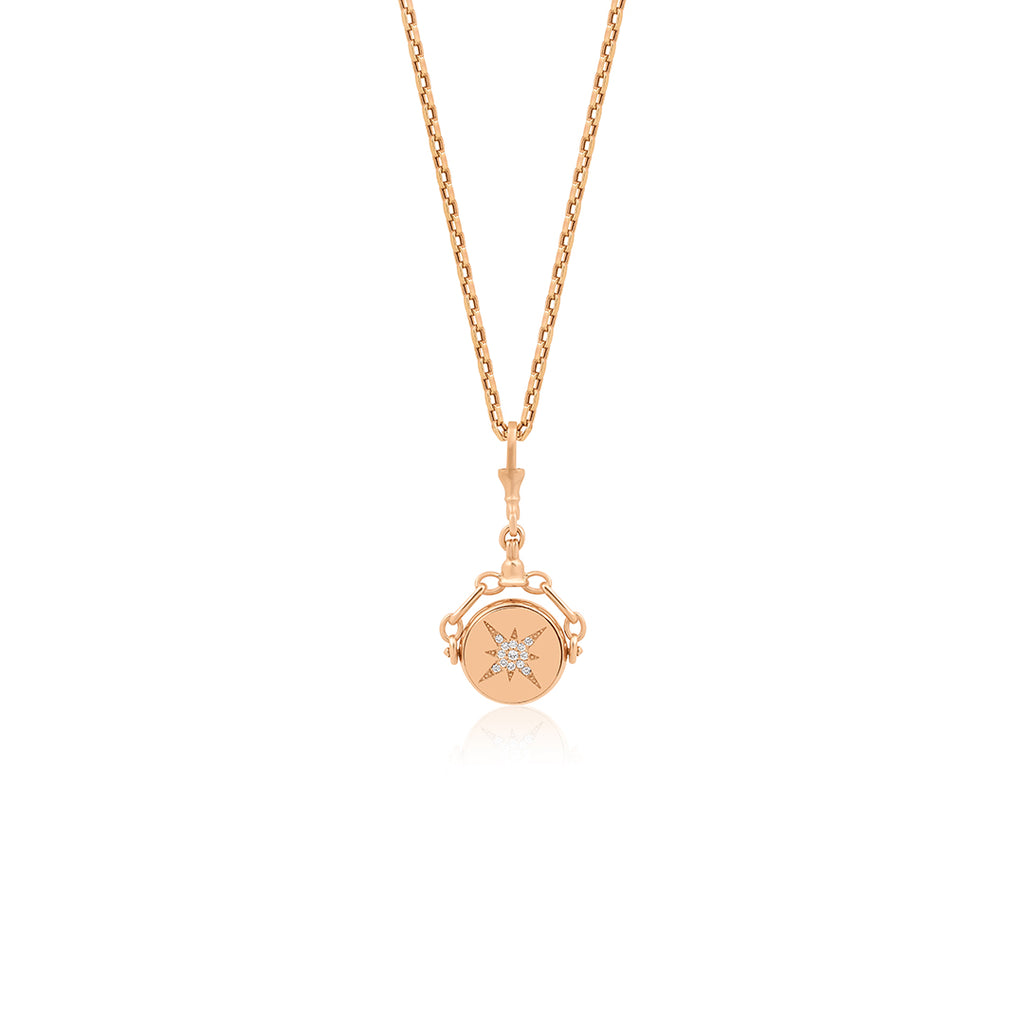 Spinner 14K altın dönen disk kolye 0.40 ct E-VS pırlanta - Ala Fine Jewelry