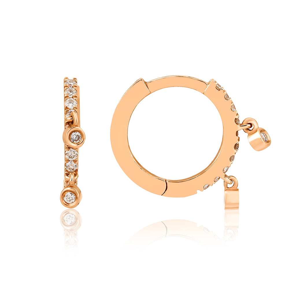 Mini Bezel küpe - 14K altın bezel tasarımlı pırlanta halka küpe