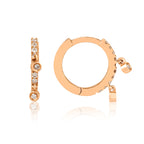 Mini Bezel küpe - 14K altın bezel tasarımlı pırlanta halka küpe