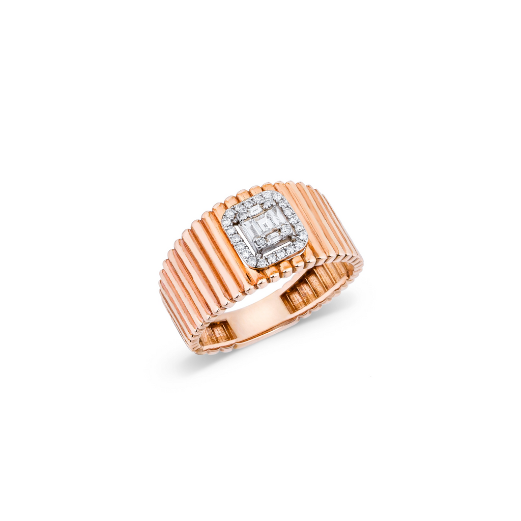 Baguette Gold Yüzük detay görünümü - 14K altın pırlanta baguette yüzük