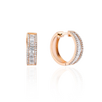 Baguette Hoop Küpe detay görünümü - 14K altın pırlanta halka küpe