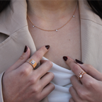 Baguette Kolye boyunda görünümü - 14K altın pırlanta baguette kolye