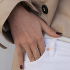 Baguette Modern Yüzük parmakta görünümü - 14K altın pırlanta baget yüzük