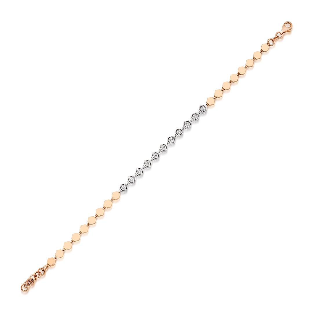 Hexagon 14K altın bileklik 0.32 ct E-VS pırlanta - Ala Fine Jewelry