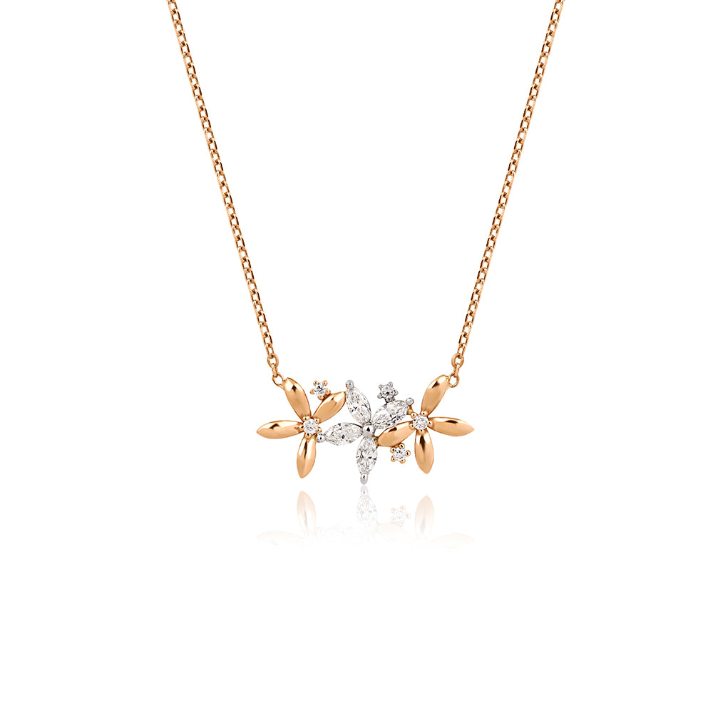 Misk 14K altın kolye detay görünümü, pırlanta detayları