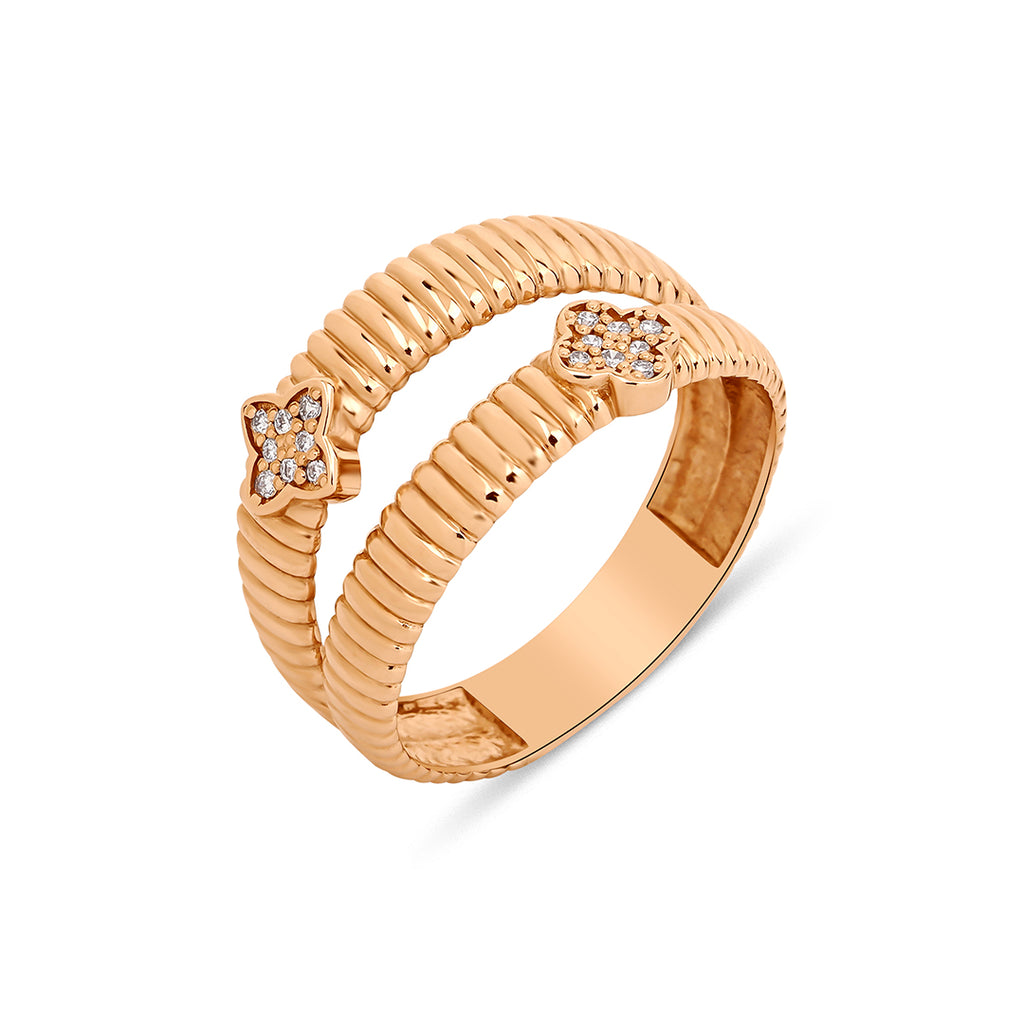 Conch Flower yüzük - 14K altın pırlanta yüzük ürün görseli beyaz zemin