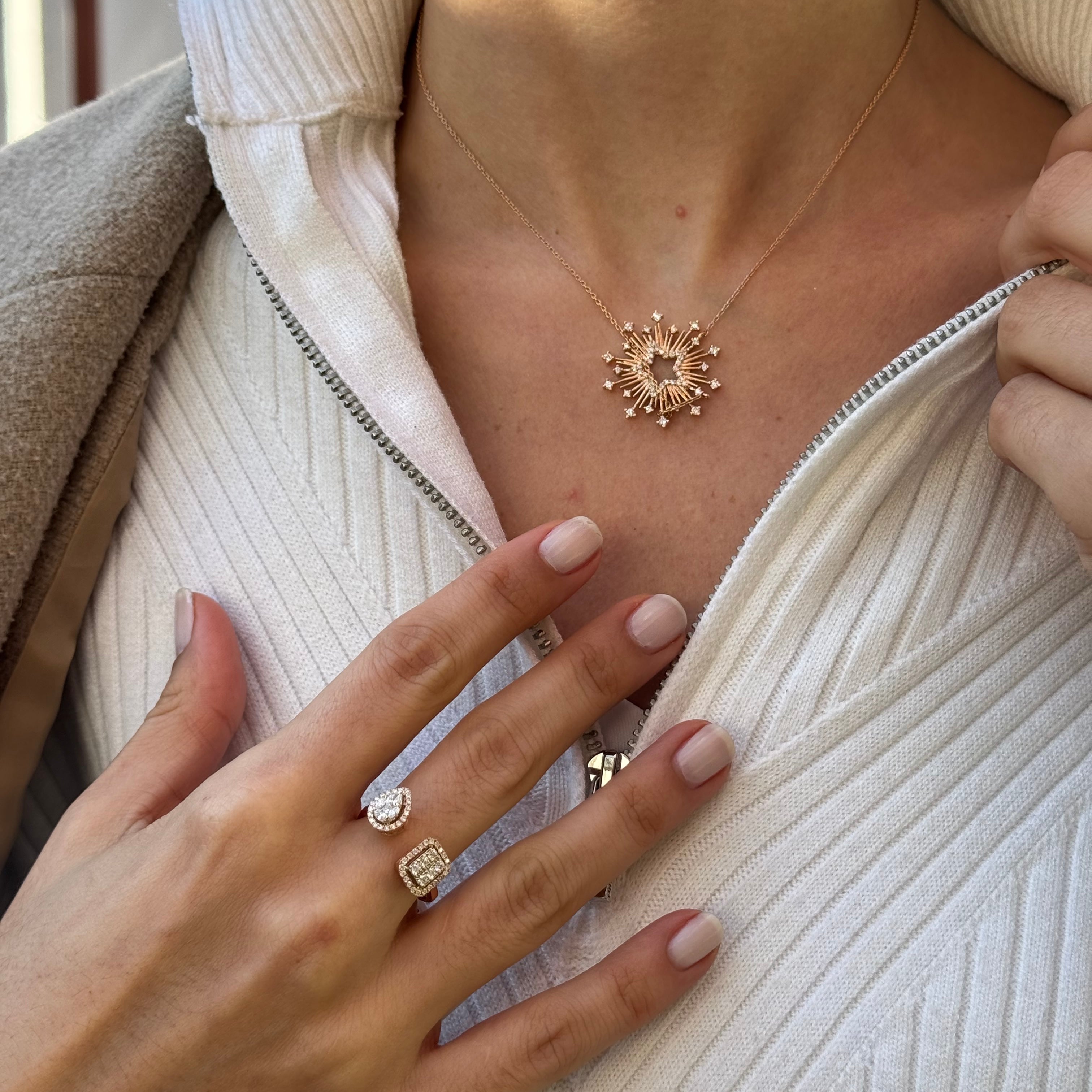 Sibling yüzük detay görünüm - 14K altın pırlanta yüzük - Ala Fine Jewelry